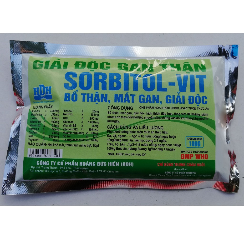 1 gói Giải độc gan thận Sorbitol-Vit 100g bổ thận, mát gan, giải độc dùng tốt cho gia súc, gia cầm, chó mèo, gà chọi